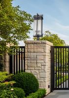 Three Light Outdoor Pier Mount by Z-Lite - Fortis Collection, Sand Black Finish - 5031PHXLR-533PM-BK