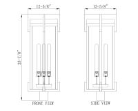 Three Light Outdoor Post Mount by Z-Lite - Fortis Collection, Sand Black Finish - 5031PHXLR-BK
