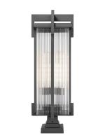 Three Light Outdoor Pier Mount by Z-Lite - Fortis Collection, Sand Black Finish - 5031PHXLS-SQPM-BK