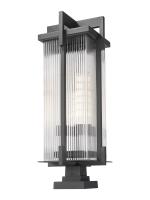 Three Light Outdoor Pier Mount by Z-Lite - Fortis Collection, Sand Black Finish - 5031PHXLS-SQPM-BK