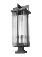 Three Light Outdoor Pier Mount by Z-Lite - Fortis Collection, Sand Black Finish - 5031PHXLS-SQPM-BK