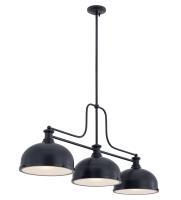 Three Light Billiard by Z-Lite - Melange Collection, Matte Black Finish - 725-3MB-D12MB