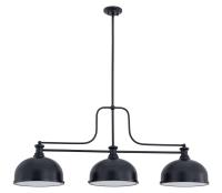 Three Light Billiard by Z-Lite - Melange Collection, Matte Black Finish - 725-3MB-D12MB