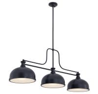 Three Light Billiard by Z-Lite - Melange Collection, Matte Black Finish - 725-3MB-D12MB