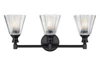 Three Light Vanity by Z-Lite - Auden Collection, Matte Black Finish - 7704-3V-MB