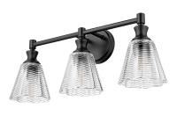 Three Light Vanity by Z-Lite - Auden Collection, Matte Black Finish - 7704-3V-MB