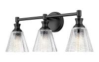Three Light Vanity by Z-Lite - Auden Collection, Matte Black Finish - 7704-3V-MB