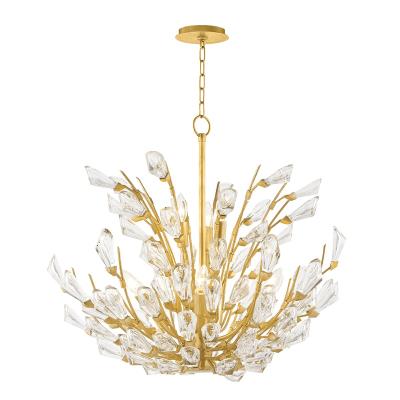 Nine Light Chandelier - Gold Leaf