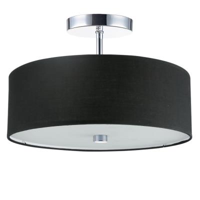 Dainolite 3LT Incandescent Semi-Flush PC w/Black Shade