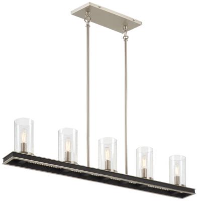 bar Lighting Dining Table Chandelier Pool Table Light Hanging Fixture Nickel Finish 5-Light 42 Long Island Pendant Rectangle Linear.