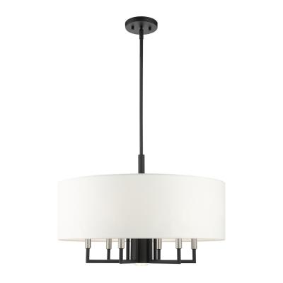 Seven Light Chandelier - Black w/ Brushed Nickels