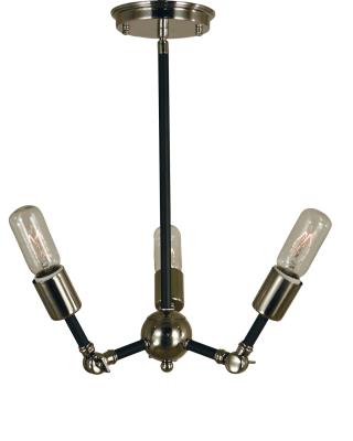 Framburg - 4683 PN/MBLACK - Felix - Three Light Chandelier - Polished Nickel with Matte Black