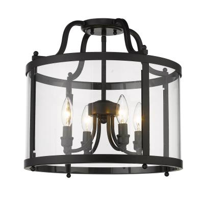 Golden - 1157-SF BLK - Payton BLK - Four Light Semi-Flush Mount - Matte Black