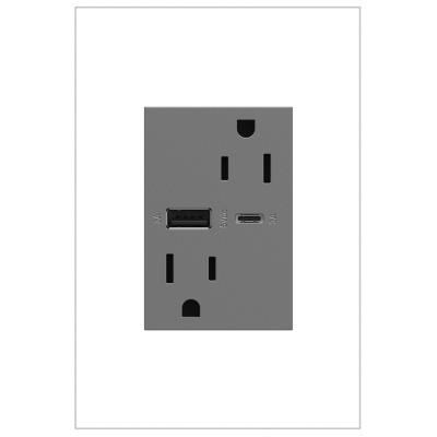 Legrand - ARTRUSB156ACM4 - adorne - 15A Tamper-Resistant Ultra-Fast USB Type-A/C Outlet - Magnesium