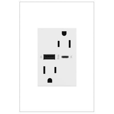 Legrand - ARTRUSB156ACW4 - adorne - 15A Tamper-Resistant Ultra-Fast USB Type-A/C Outlet - White