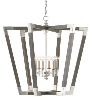 Currey and Company - 9000-0606 - Bastian - Six Light Chandelier - Chateau Gray/Contemporary Silver Leaf