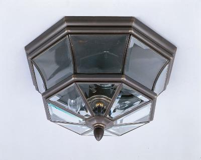 Quoizel NY1794Z Newbury Outdoor Flush Mount Ceiling Lighting 120 Watts 3-Light Medici Bronze 8 H x 15 W