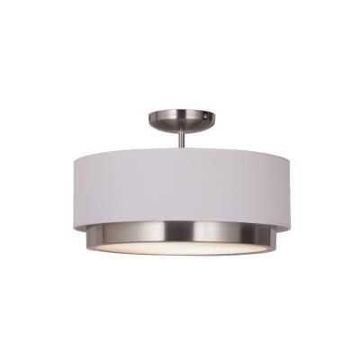 Justice Designs - FAB-4470-WHTE-NCKL - Textile - LED Semi-Flush Mount - Brushed Nickel