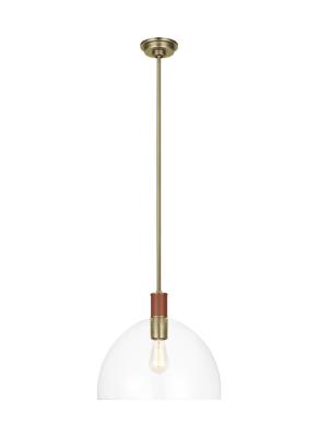 Generation Lighting-Hadley-1 Light Large Pendant-14 Inch Tall and 15 Inch Wide-Time Worn Brass Finish