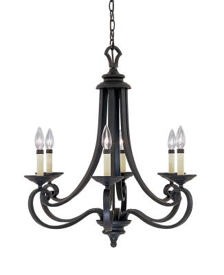 Six Light Chandelier - Natural Iron