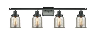 Innovations Lighting 916-4W-BK-G58 Small Bell - 36 Inch 4 Light Bath Vanity, Matte Black Finish with Silver Plated Mercury Glass
