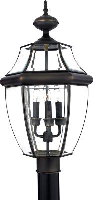 Quoizel - NY9043Z - Newbury - Three Light Outdoor Post Lantern - Medici Bronze