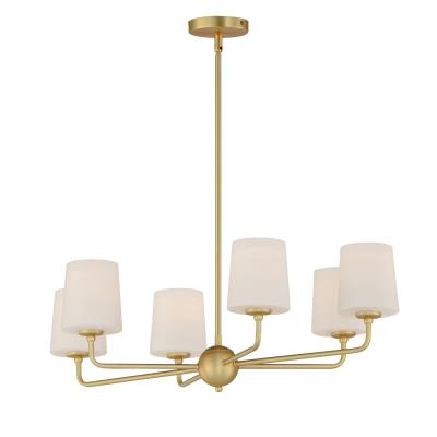 Six Light Chandelier - Satin Brass