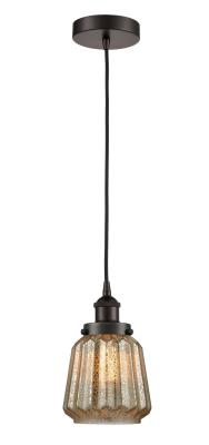Innovations Lighting 616-1PH-OB-G146 Chatham - 1 Light Mini Pendant in Art Deco Style-11 Inches Tall and 7 Inches Wide, Choose Lamping Option: Incandescent, Shade Options: Mercury Glass