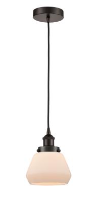 Innovations Lighting 616-1PH-OB-G171 Fulton - 1 Light Mini Pendant in Industrial Style-10 Inches Tall and 7 Inches Wide, Choose Lamping Option: Incandescent, Shade Options: Matte White Glass