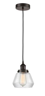 Innovations Lighting 616-1PH-OB-G172 Fulton - 1 Light Mini Pendant in Industrial Style-10 Inches Tall and 7 Inches Wide, Choose Lamping Option: Incandescent, Shade Options: Clear Glass