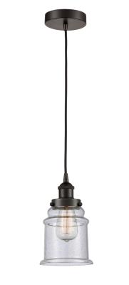 Innovations Lighting 616-1PH-OB-G184 Canton - 1 Light Mini Pendant in Industrial Style-10 Inches Tall and 6 Inches Wide, Choose Lamping Option: Incandescent, Shade Options: Seedy Glass