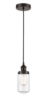 Innovations Lighting 616-1PH-OB-G312 Dover - 1 Light Mini Pendant in Traditional Style-10.25 Inches Tall and 4.5 Inches Wide, Choose Lamping Option: Incandescent, Shade Options: Clear Glass