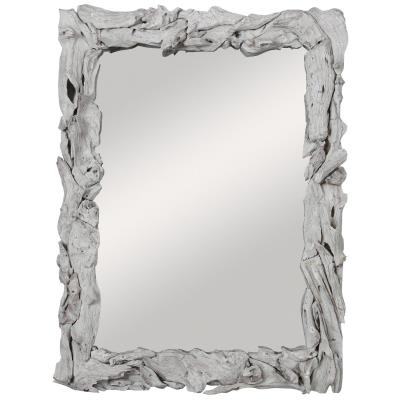 Uttermost Rio Farmhouse Style Teak Wood Mirror in White Finish