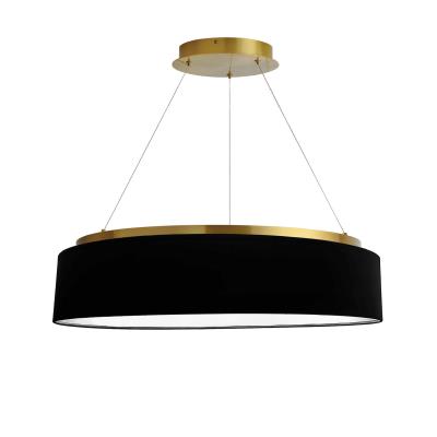 Dainolite 34W Chandelier, Aged Brass w/Black Shade