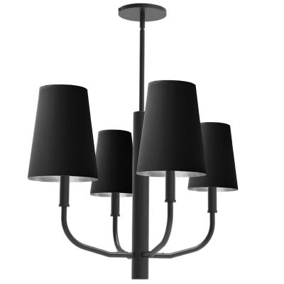 Dainolite 4 Light Incandescent Pendant, Matte Black w/Black Shades