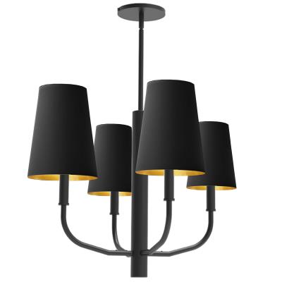 Dainolite 4 Light Incandescent Pendant, Matte Black w/Black Shades