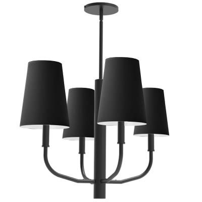 Dainolite 4 Light Incandescent Pendant, Matte Black w/Black Shades