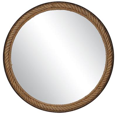 Uttermost Bolton Round MDF Wood and Rope Mirror in Black/Brown
