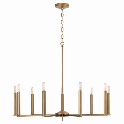 HomePlace Lighting 448691AD Portman Modern Minimalistic Chandelier, 9-Light 540 Total Watts, 27" H x 34" W, Brass