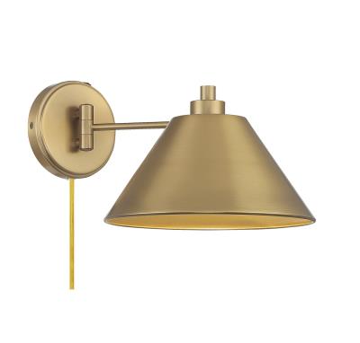 MER M90086NB Meridian One Light Wall Sconce Natural Brass (1) 60.00W A19 Bulbs Not Included 10.00IN W X 8.00IN H