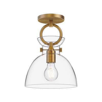 Alora Mood SF411809AGCL Waldo Semi Flush, Aged Gold/Clear Glass