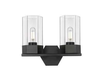 Innovations Lighting 427-2W-BK-G427-9CL Claverack - 2 Light Bath Vanity in Art Deco Style-11.5 Inches Tall and 13.63 Inches Wide, Finish Color: Matte Black, Glass Color: Clear