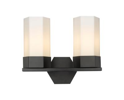 Innovations Lighting 427-2W-BK-G427-9WH Claverack - 2 Light Bath Vanity in Art Deco Style-11.5 Inches Tall and 13.63 Inches Wide, Finish Color: Matte Black, Glass Color: Matte White