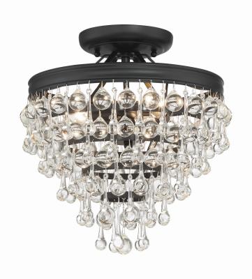 Three Light Semi Flush Mount - Matte Black