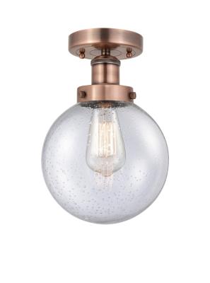 Innovations Lighting 616-1F-AC-G204-8 Edison One Light Semi-Flush Mount Ceiling Light Copper/Antique/Verde