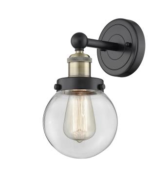 Innovations Lighting 616-1W-BAB-G202-6 Beacon - 1 Light Wall Sconce In Industrial Style-10 Inches Tall and 6.5 Inches Wide, Finish Color: Black Antique Brass, Glass Color: Clear