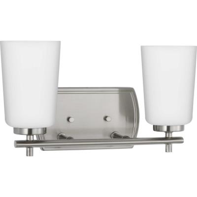 PRG P300466-009 Progress Lighting Two Light Bath Brushed Nickel - Adley (2) 60.00W E26 Bulbs Not Included 13.88IN W X 7.63IN H