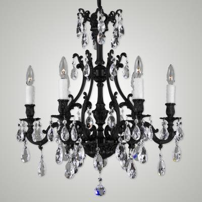 American Brass & Crystal + - CH9631-O-05S-PI - Six Light Chandelier - Old Bronze(Black)