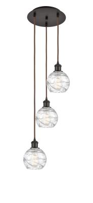 Innovations Lighting Athens 3-Light 13" Oil Rubbed Bronze Pendant with Clear Deco Swirl Sha