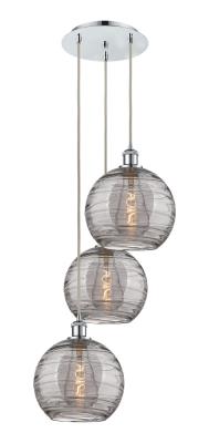 Innovations 113B-3P-PC-G1213-10SM Athens Deco Swirl 3 Light 18 inch Multi-Pendant Polished Chrome
